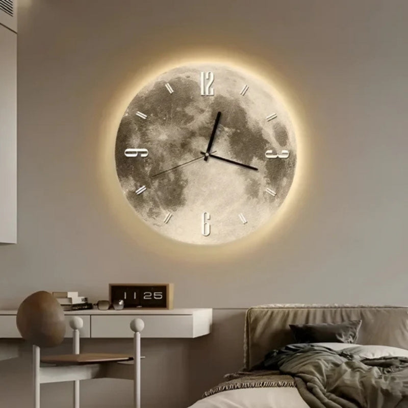 MoonTime – Orologio da parete rotondo ispirato alla luna con display digitale