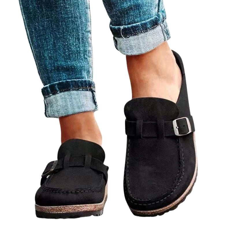 Elena - Trendy loafers with round toe and buckle detail