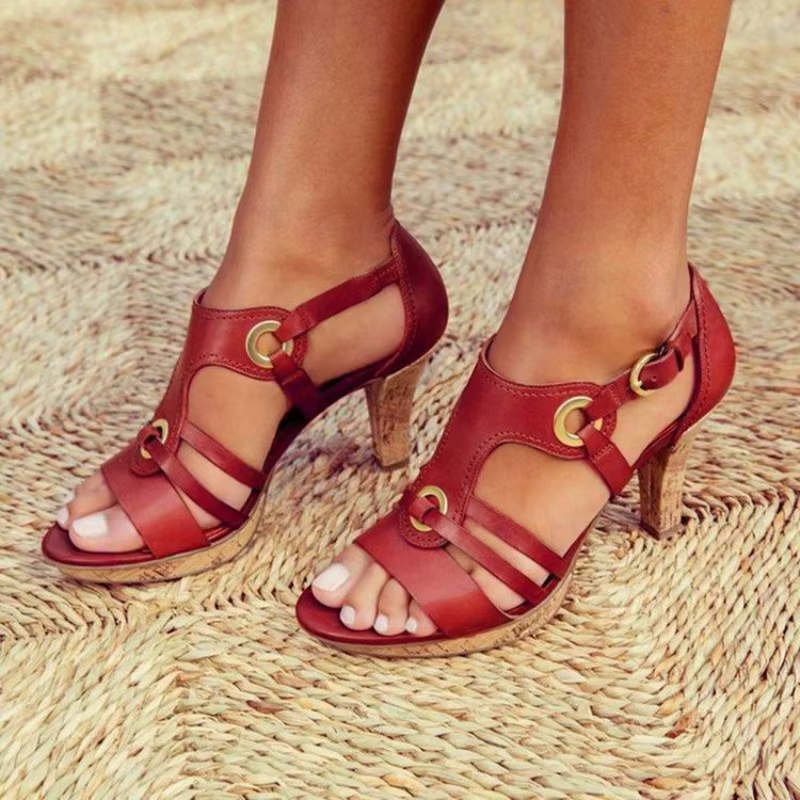 Women’s High Heel Sandals with Pointed Toe and Buckle Strap