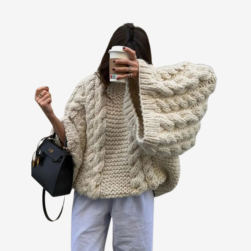 Gracen - Oversized svetr s dlouhým rukávem a žebrovaným vzorem