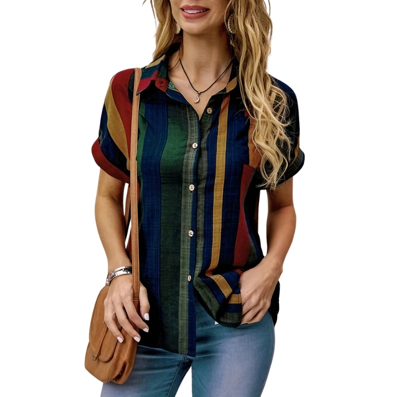 Eleanor - Camicia leggera con maniche corte e righe