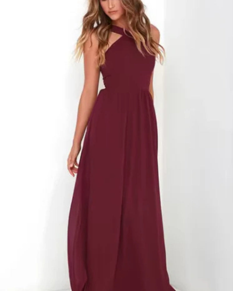 Velina – Robe longue élégante avec silhouette fluide et dos ouvert