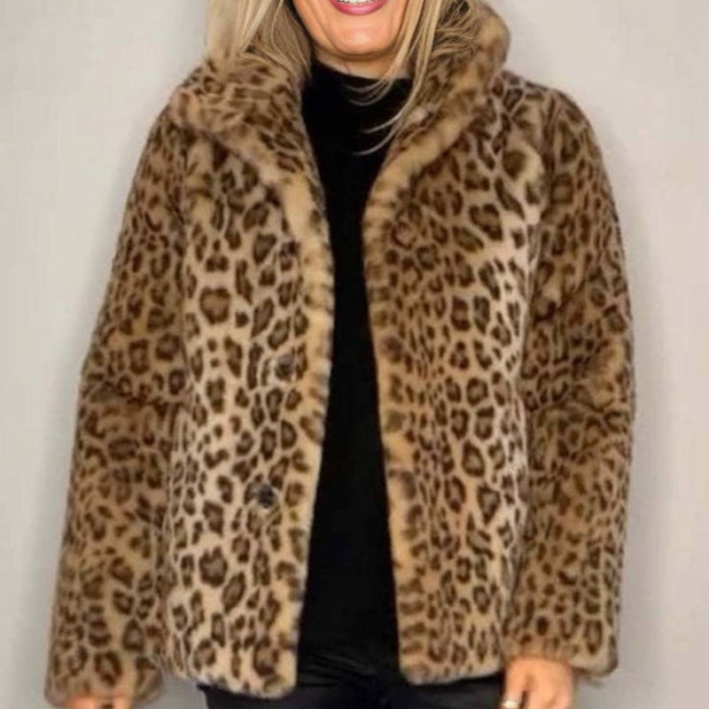 Paige – Kabát s dlouhým rukávem s leopardím potiskem a otevřeným předním dílem
