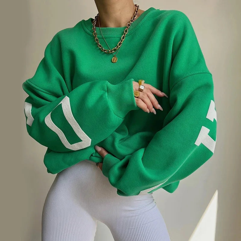 Jade - Long sleeve oversized sweater with round neck