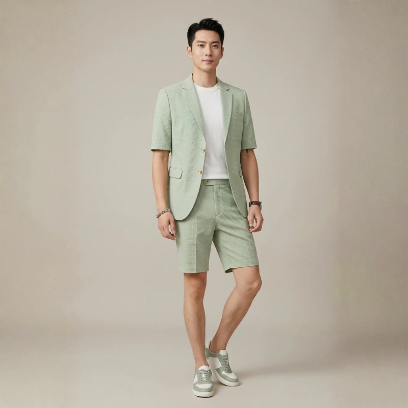 Men's 2-Piece Short Sleeve Blazer and Trouser Set