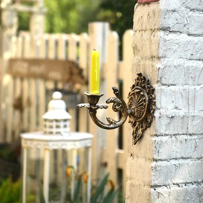 OrnateFlame - Wall Sconce With Forged Iron Design For Taper Candle