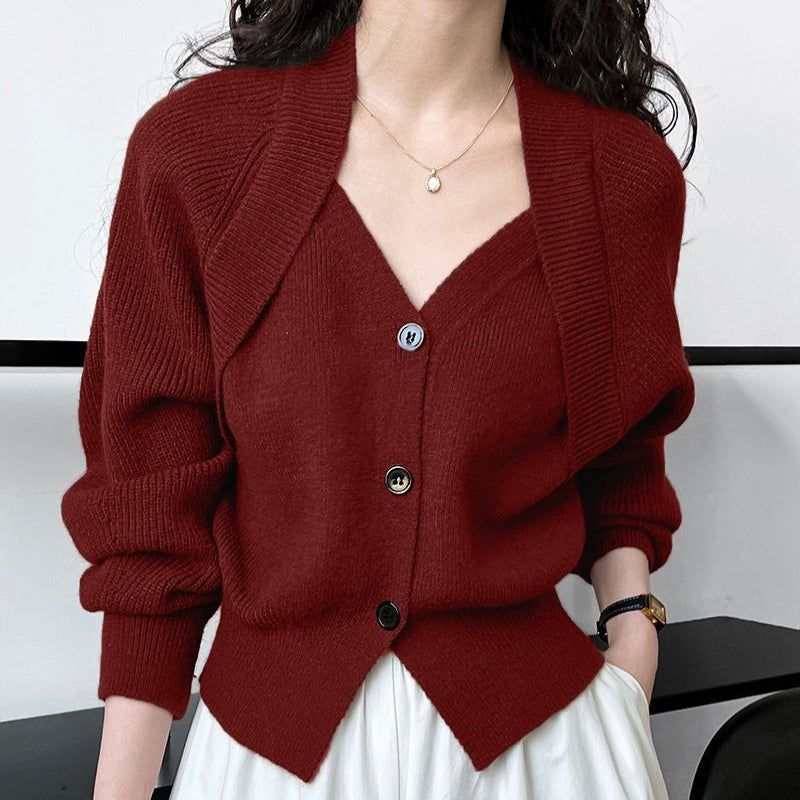 Niamh – Cardigan à manches longues avec motif croisé et boutons