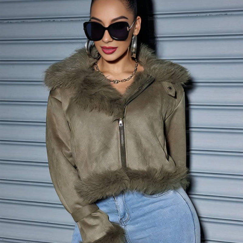 Imogen – Veste à manches longues doublée en fausse fourrure avec poches