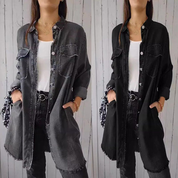 ComfortLapel - Chemise confortable en faux denim à revers