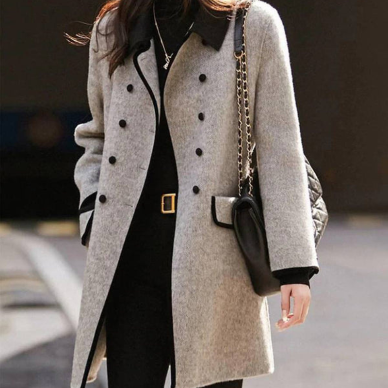 Bethany - Long sleeve coat with turn down collar