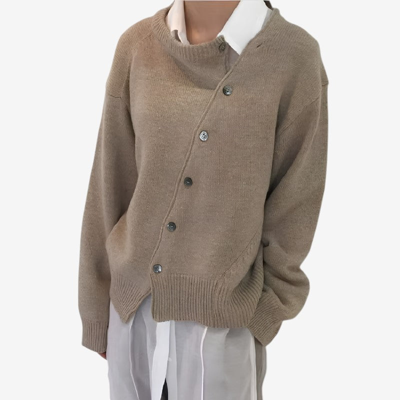 Dámský oversized kardigan s knoflíky vpředu