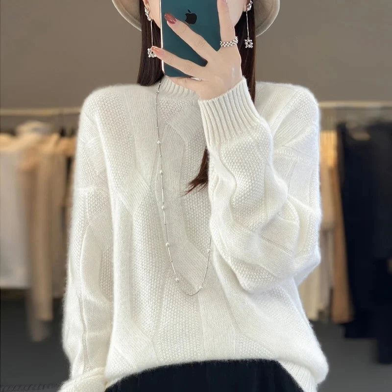 Alara – Maglione a maniche lunghe con vestibilità ampia | Collo mezzo alto per comfort accogliente | Silhouette rilassata per stratificazione casual | Taglie S–5XL | Arancione, Bianco, Kaki, Nero, Rosso, Beige