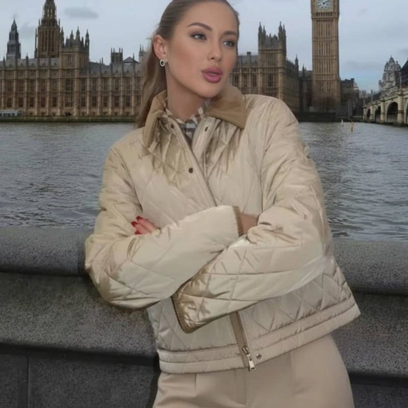 Hannah – Jachetă matlasată cu mâneci lungi și guler din catifea