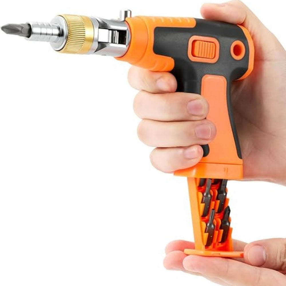 GripTrek – Kompaktní ráčnový šroubovák s magnetickou rukojetí a 14 univerzálními bity