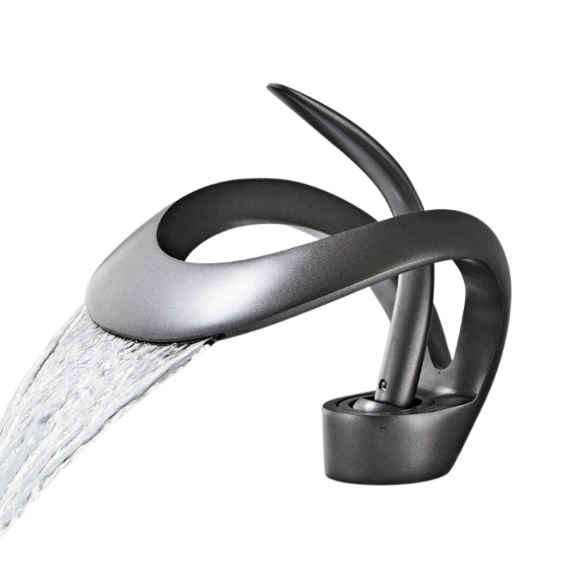 PureFlow – Robinet de salle de bain moderne courbé avec bec cascade