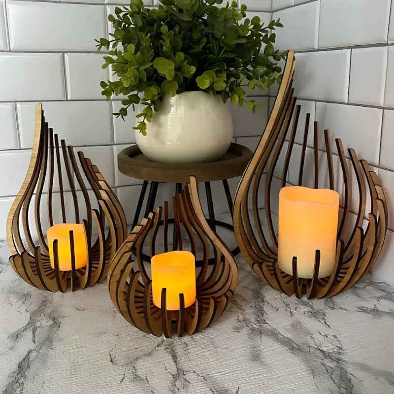 WoodWick - Wooden Candle Holder With Teardrop Design