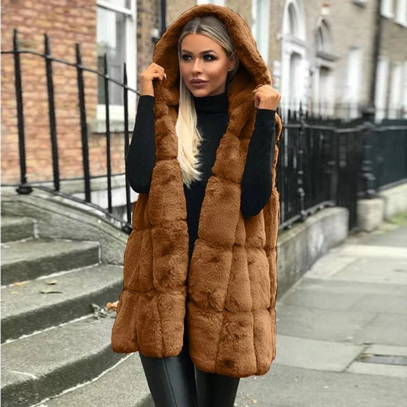 Florence – Manteau sans manches à capuche avec design ouvert et coupe ample