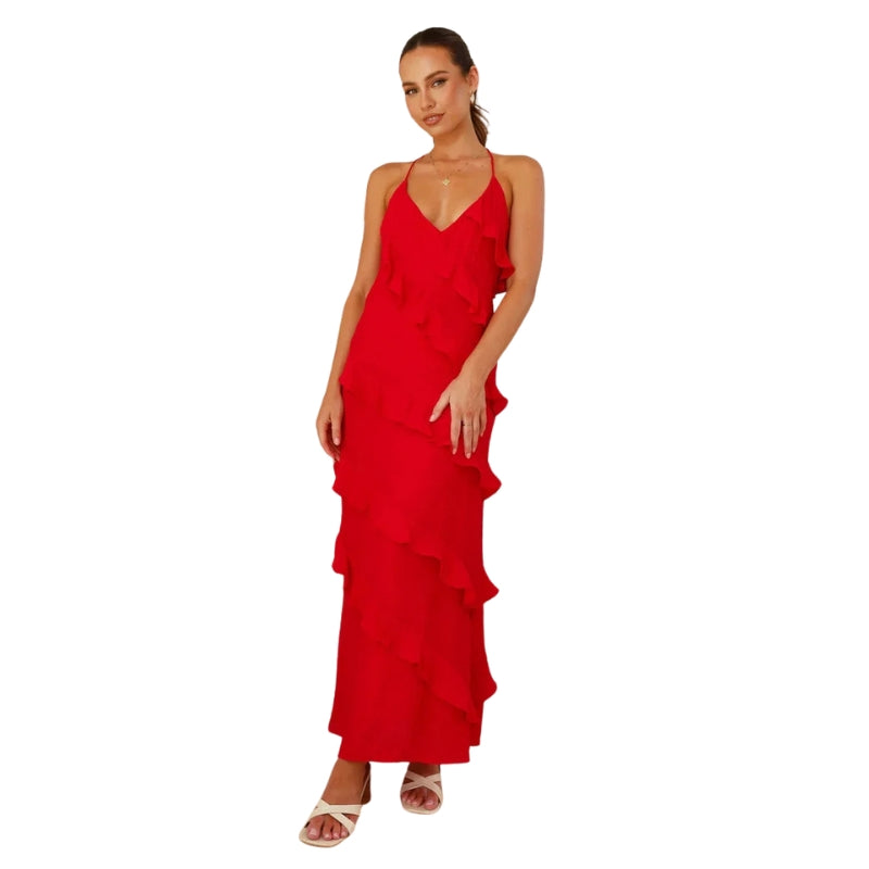 Addison – Lightweight Maxi Dress with Spaghetti Straps and Ruffles