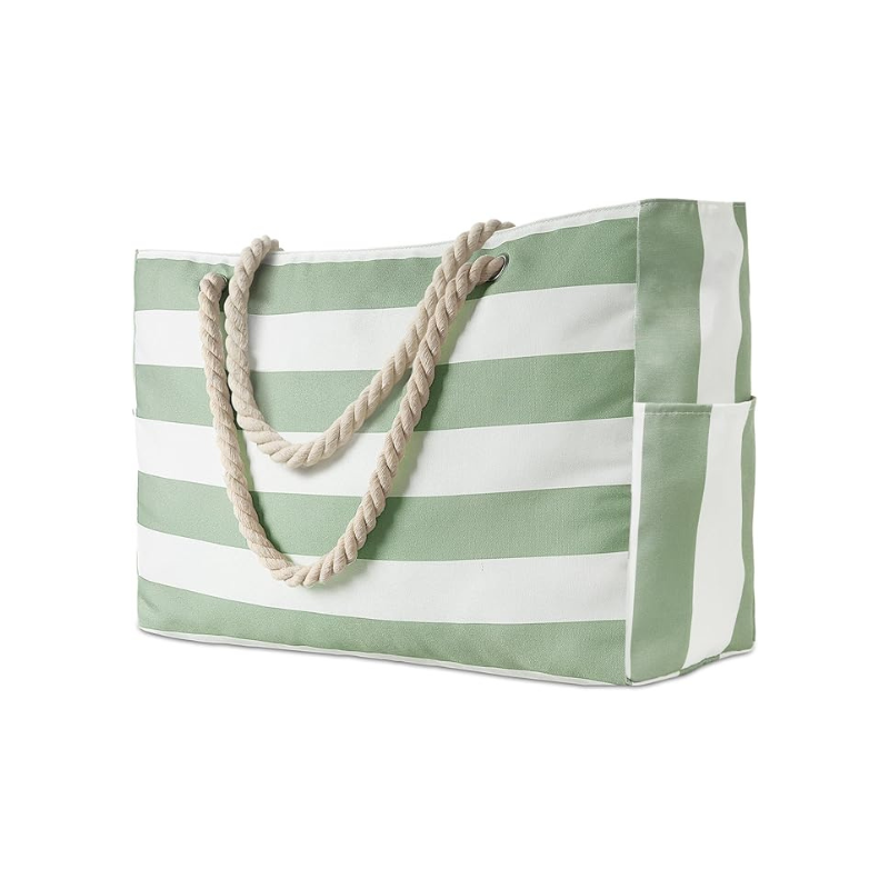 Brenda – Grande borsa da spiaggia impermeabile con manici a corda e cerniera