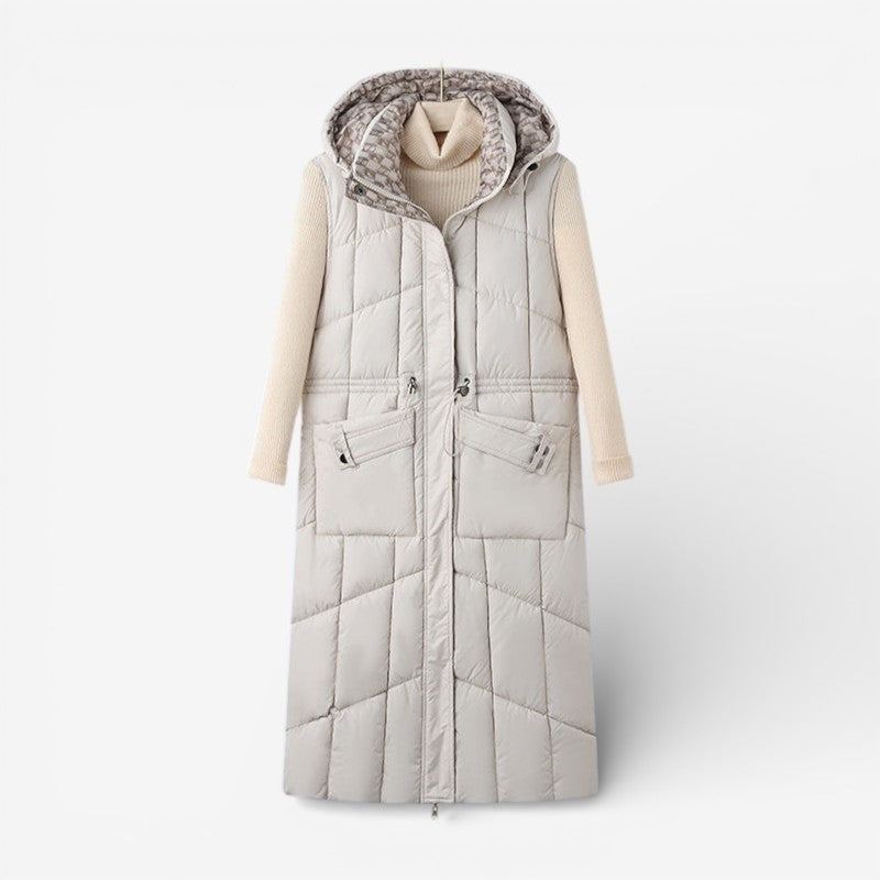 Rebecca - Double-Sided Quilted Long Jacket with Side Pockets