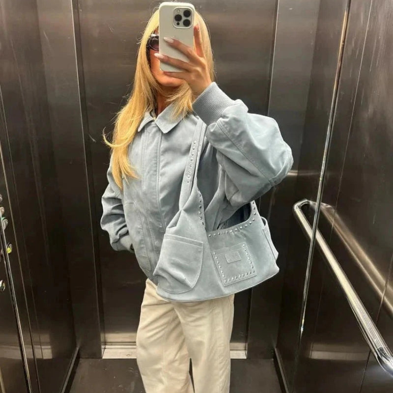 Grace – Long Sleeve Loose Fit Jacket with Pockets and Ribbed Cuff