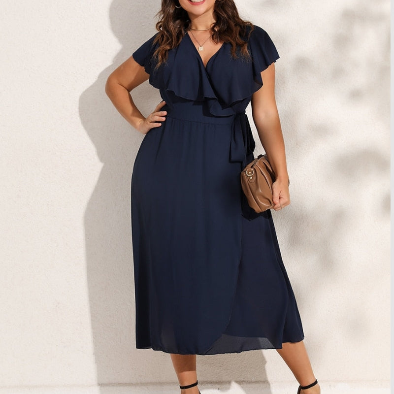 Zoe - Vestito avvolgente con maniche corte e scollo a V