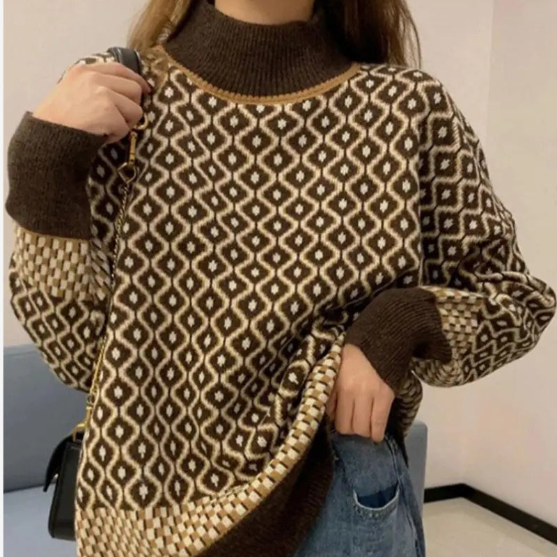 Lina – Maglione a maniche lunghe con collo alto e dettaglio a coste