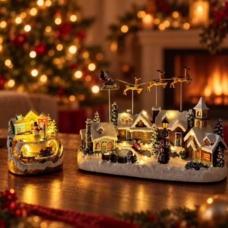 WinterGlow - Villaggio natalizio in miniatura con illuminazione LED