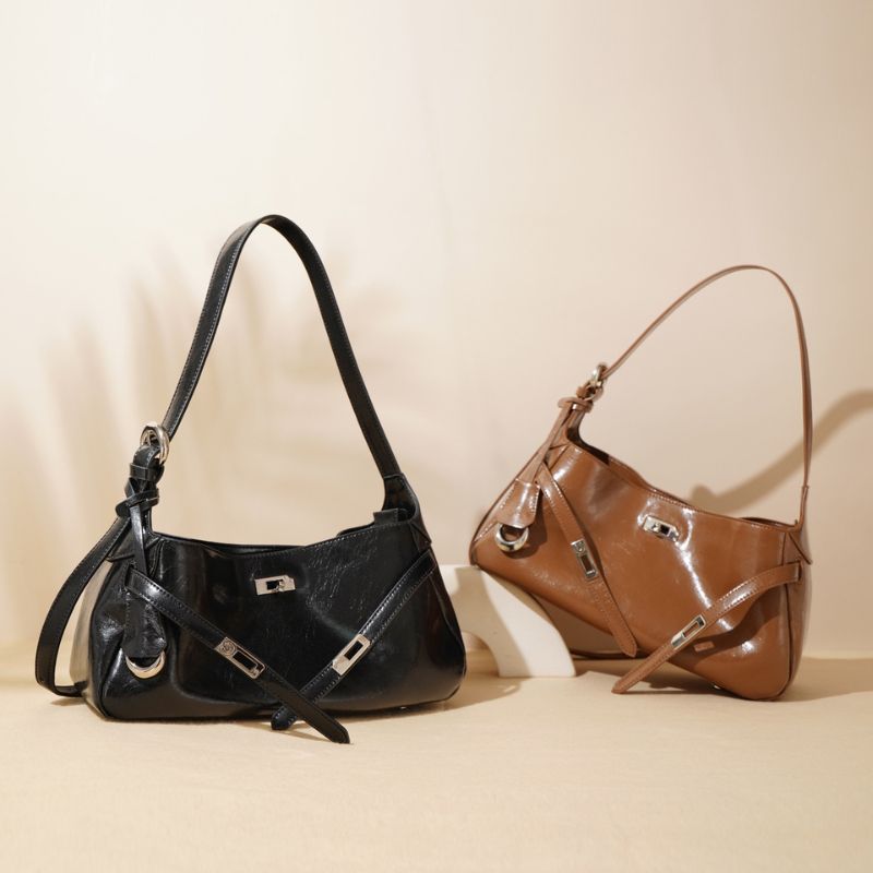 Sac à épaule structuré pour femme avec fermoir et fermeture éclair
