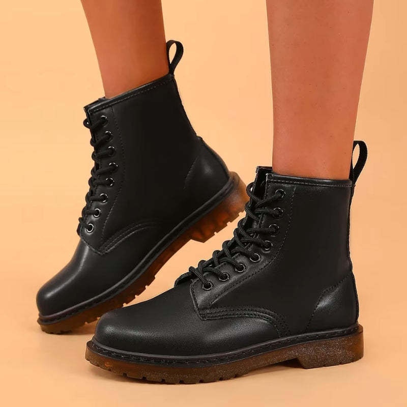 Elara – Round Toe Ankle Boots With Lace Up Closure