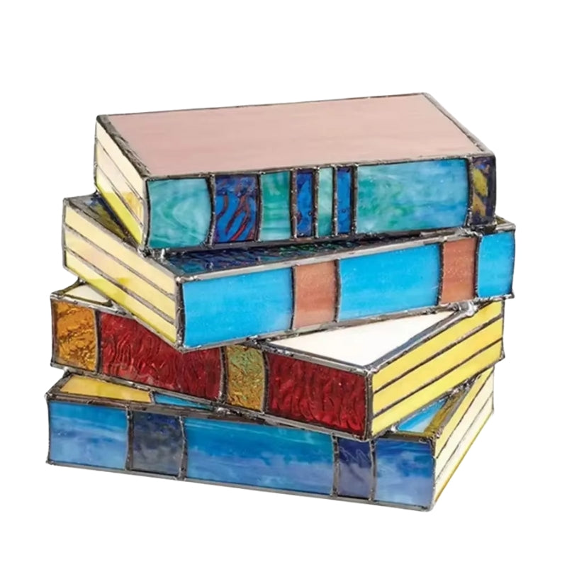LumaStack – Lampe de table décorative moderne en forme de livre avec mosaïque multicolore