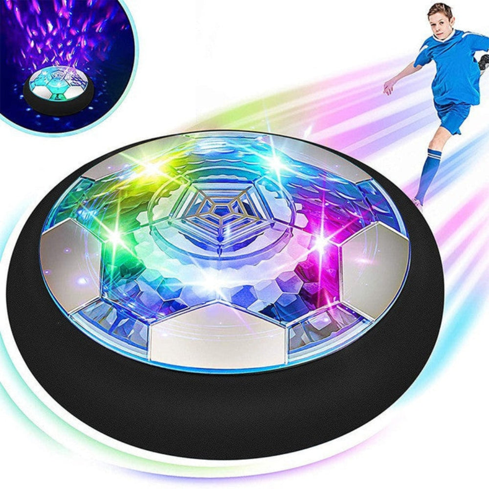 GlideGoal – Disco da calcio volante indoor con base scorrevole e illuminazione LED