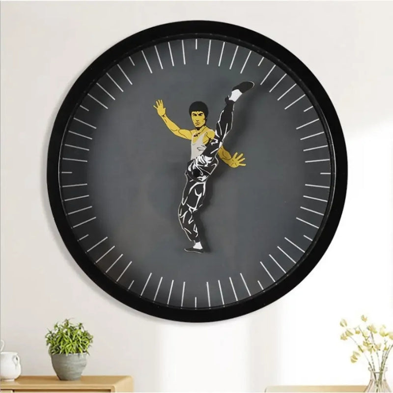 KungFuTick - Horloge murale ronde avec design inspiré du kung-fu