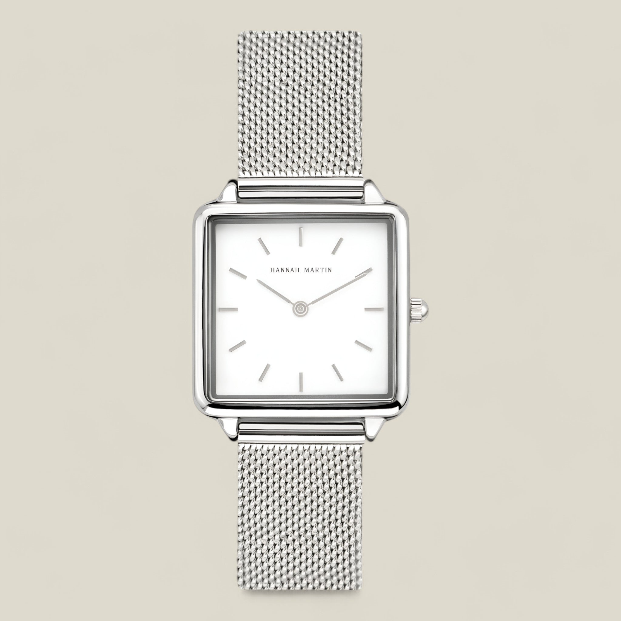 Naomi - Ceas minimalist pătrat cu curele din plasă și eleganță atemporală