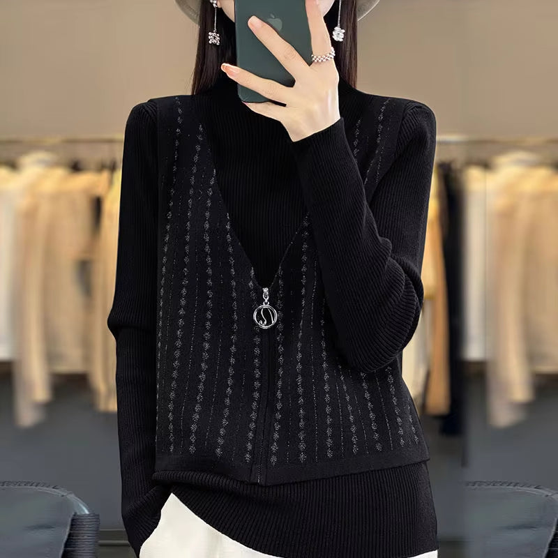 Nova – Maglione con cerniera a maniche lunghe e scollo rotondo
