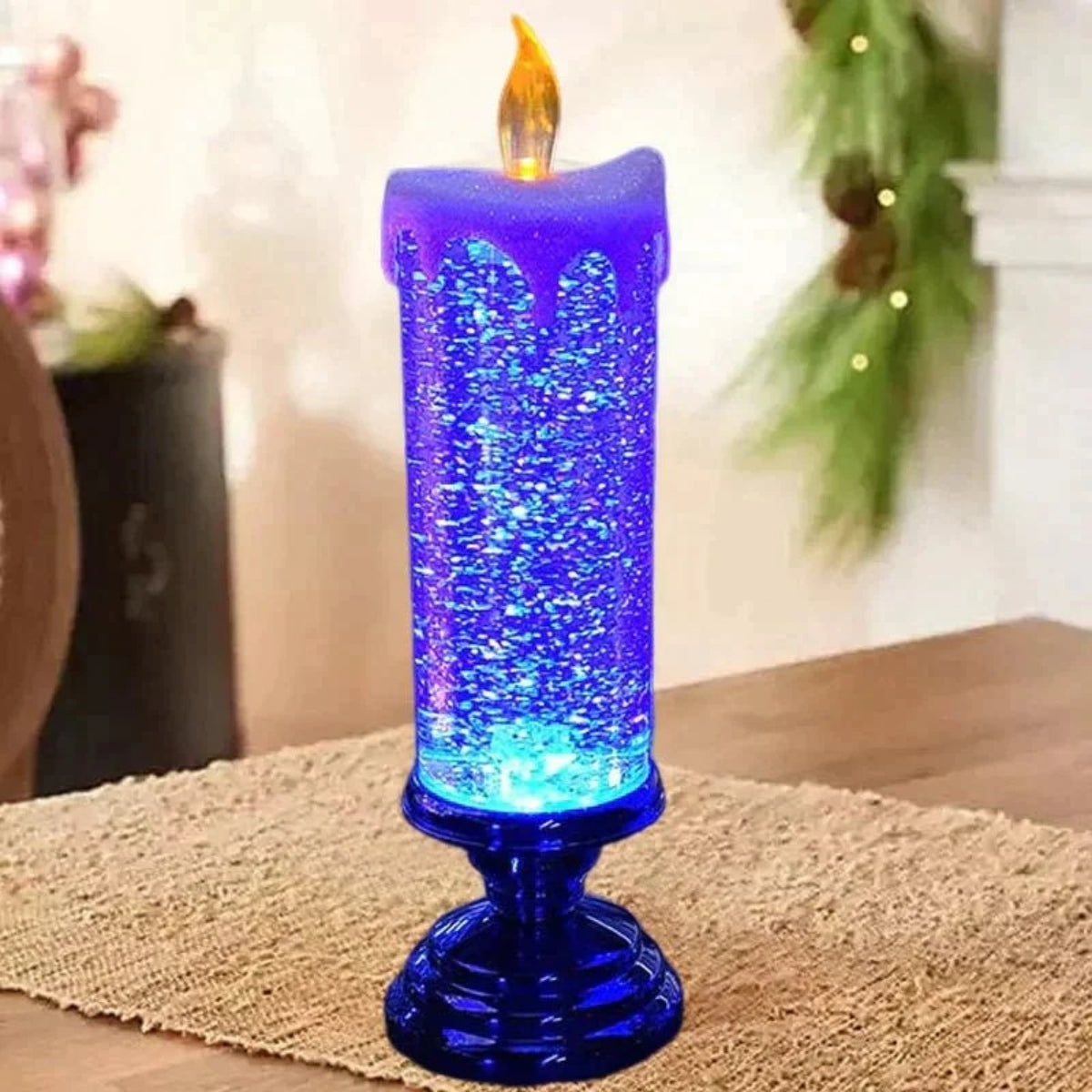 LumiGlow – LED Flameless Candle with Rotating Glitter Lights