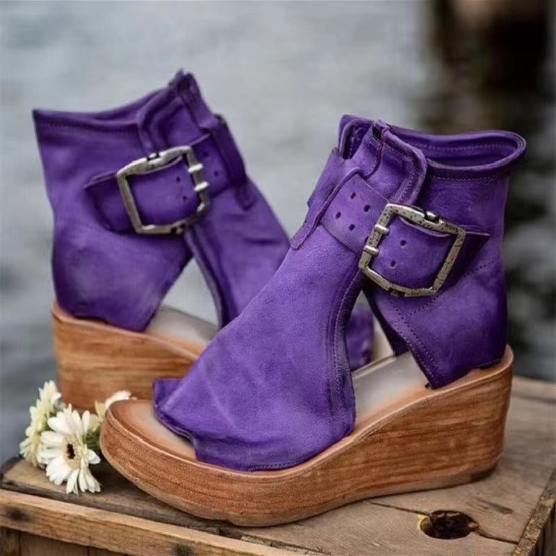 Sandales à talons épais pour femmes avec brides réglables à boucle