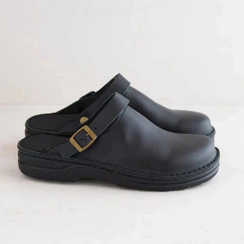 William - Scarpe con fibbia e punta quadrata con suola antiscivolo | Comfort facile da indossare e togliere | Taglie 38–48 | Marrone, Marrone scuro, Nero