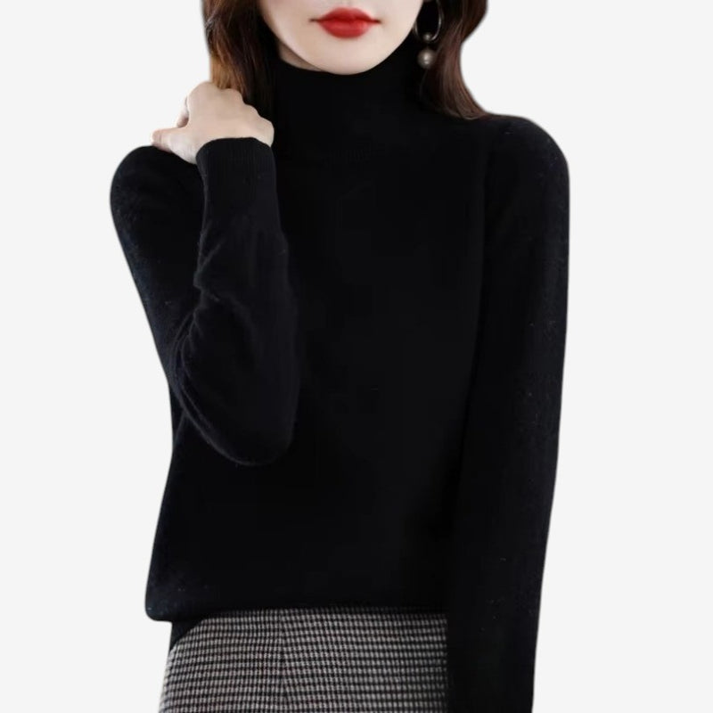 Kiara - Long sleeve turtleneck sweater with ribbed hem and cuffs | easy to put on and remove | sizes S–2XL | blue, green, white, purple, red, grey, brown, khaki, pink, orange, black, light blue