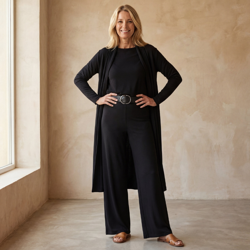 3 Piece Set Open Cardigan with Slim Pants