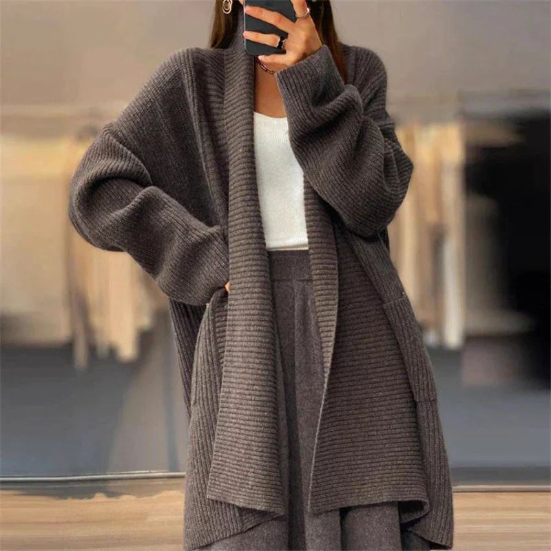 Cardigan oversize à manches longues et grandes poches