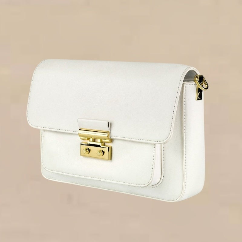 Sac bandoulière structuré en cuir blanc