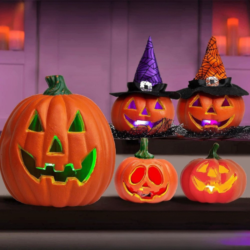 LED-es tök készlet Halloween-dekorációhoz