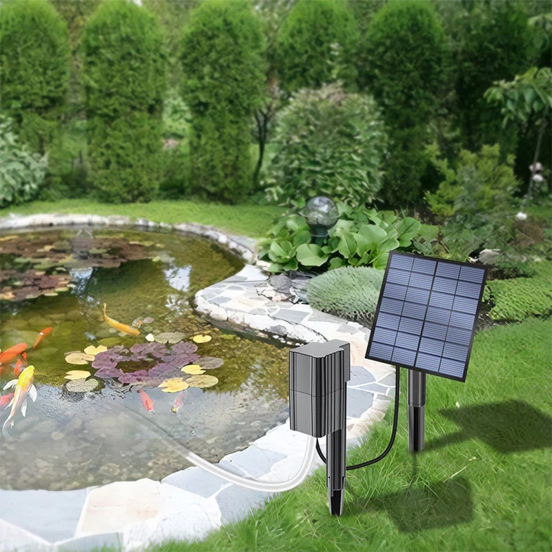 AquaBreeze - Sistema di aerazione per laghetti a energia solare con pietra porosa