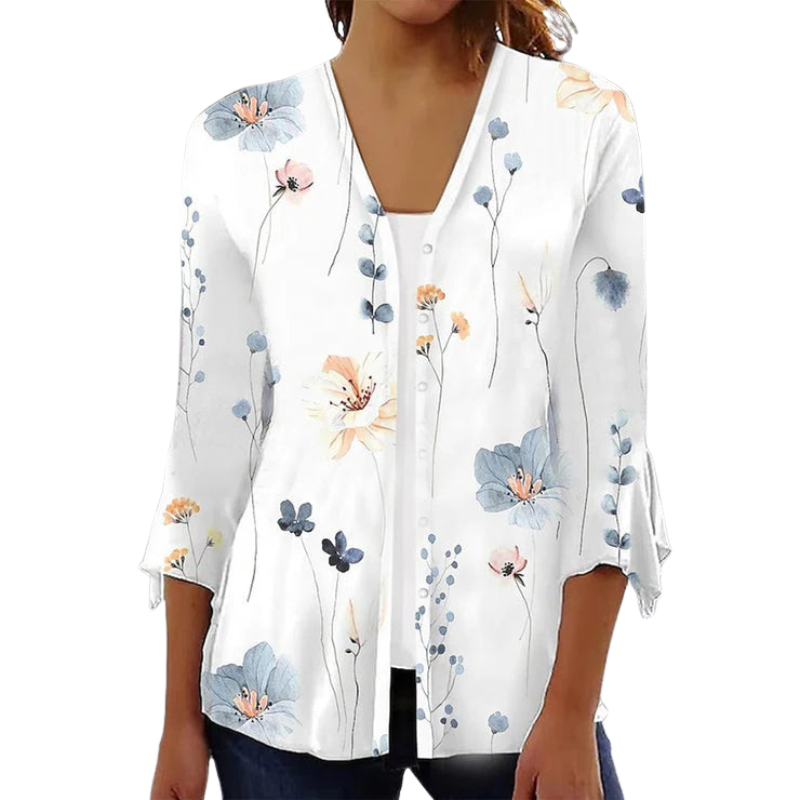 Seraphine – Bluza brodată cu guler plisat și mâneci evazate