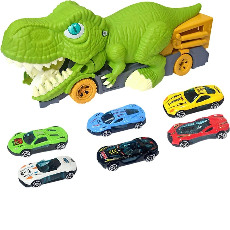 TrackRex – Dinosaur transport truck with car-eating feature and reverse gear