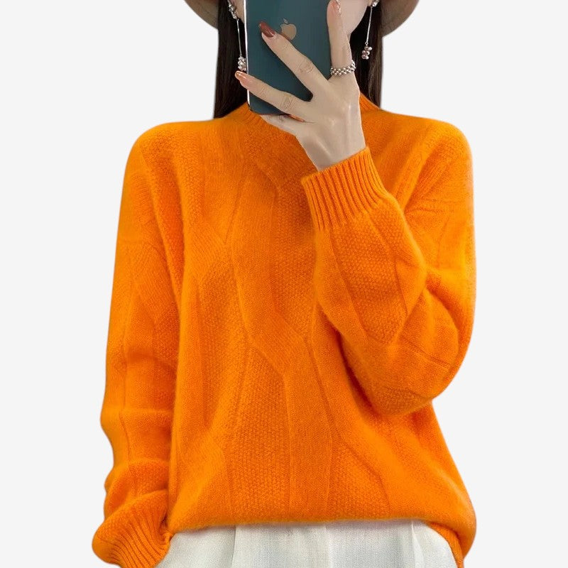 Alara – Maglione a maniche lunghe con vestibilità ampia | Collo mezzo alto per comfort accogliente | Silhouette rilassata per stratificazione casual | Taglie S–5XL | Arancione, Bianco, Kaki, Nero, Rosso, Beige