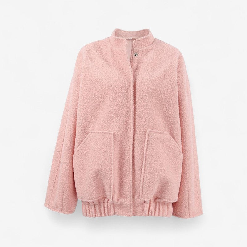 Ruby - Long Sleeve Jacket with Stand-Up Collar and Side Pockets