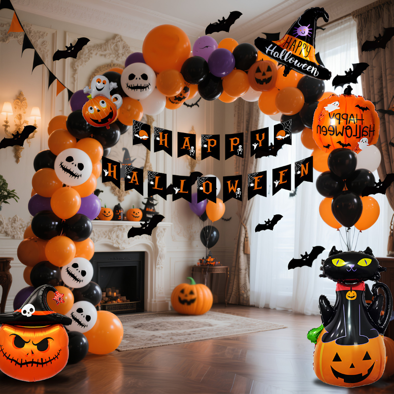Halloween Balloon Set with Pumpkin Prints