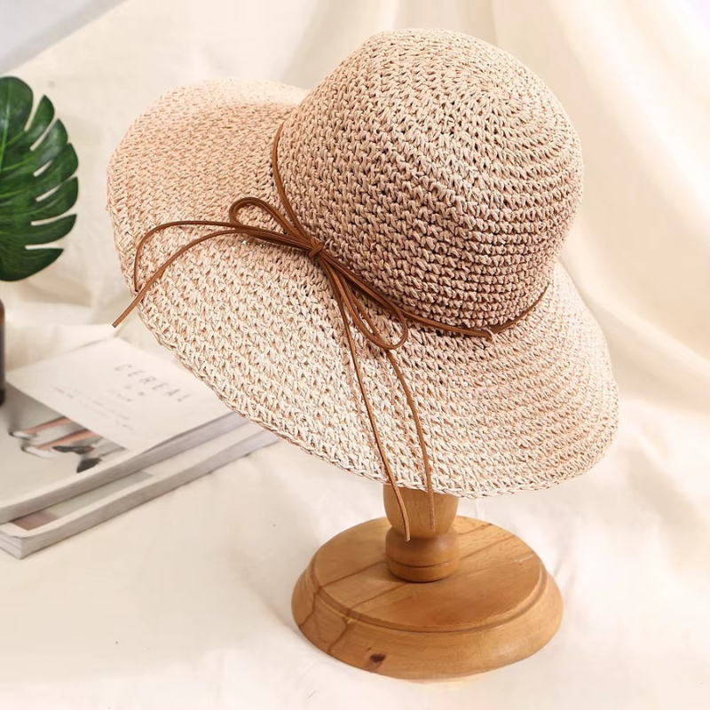 Lina – Chapeau à large bord avec design pliable | Construction légère en paille | Couverture facile pour un port quotidien | Taille standard | Blanc, Marron, Bleu, Kaki